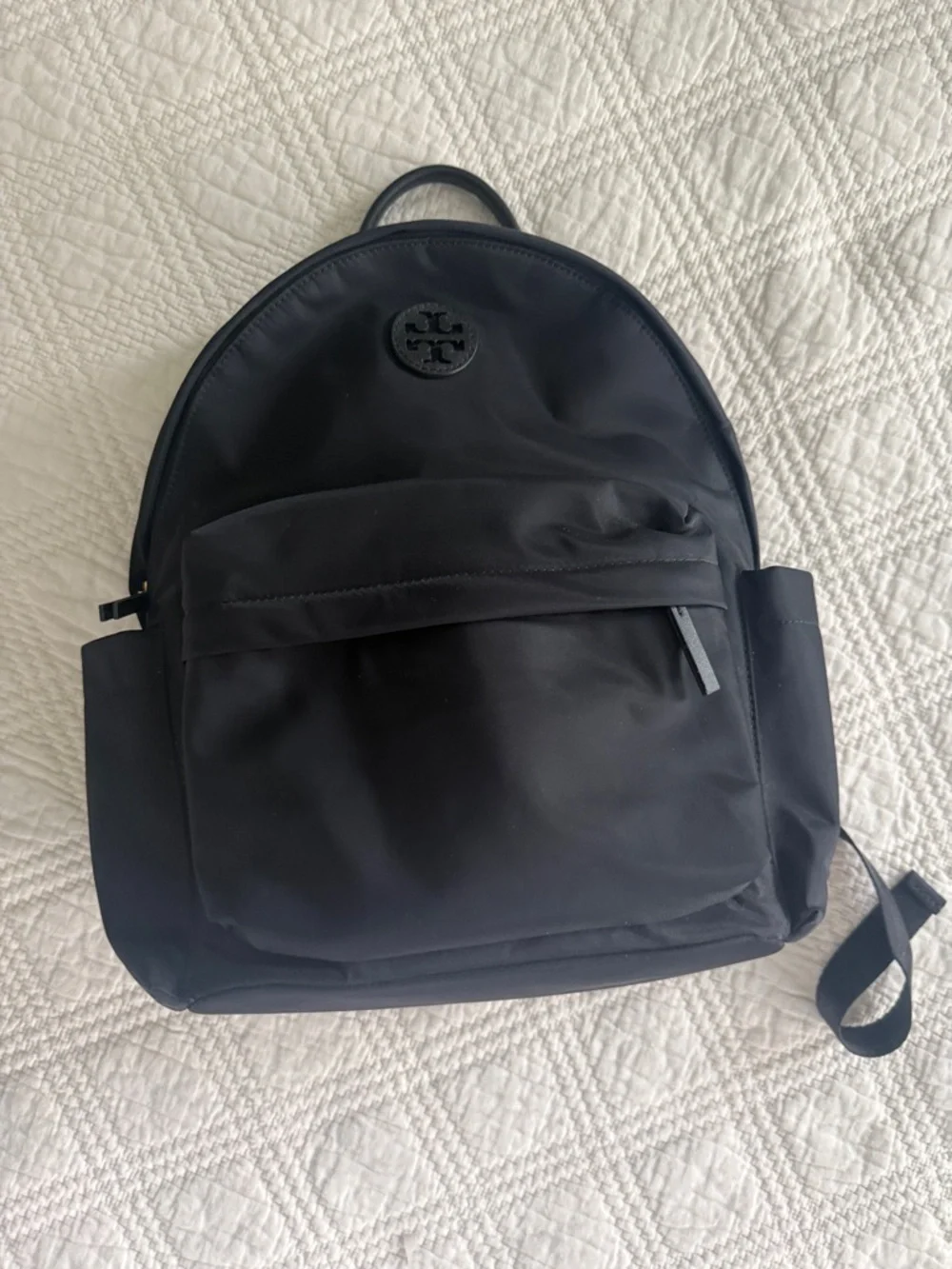 Tory Burch Ella Backpack Black Nylon Logo Backpack